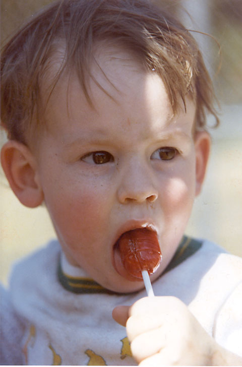 Todd with a lollipop
